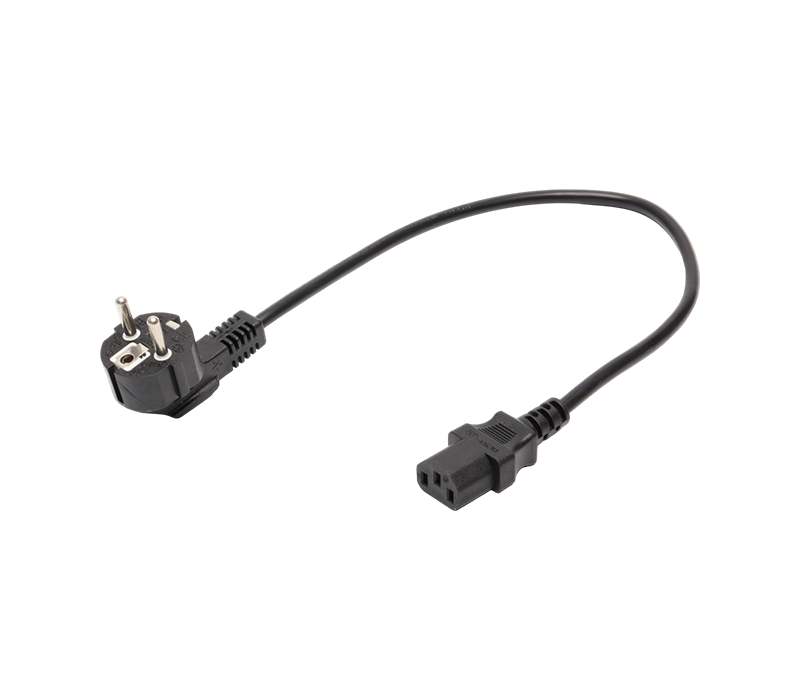 JT008/FY003+JT-ST3 16A 250V europæisk standard trebenet 90-graders albuestik med IEC C13-stik