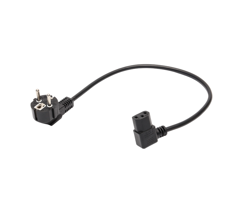 JT008/FY003+ST3W 16A 250V europæisk standard trebenet 90-graders albuestik med 90-graders IEC C13-stik