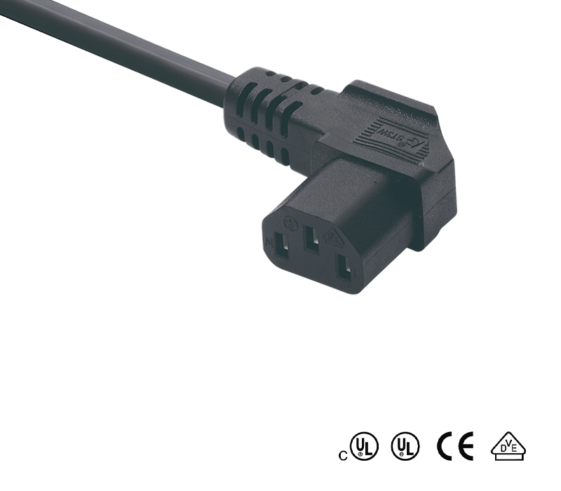 ST3W IEC-stik 90-graders vinklet hunstik C13, der overholder amerikanske, kinesiske og tyske standarder