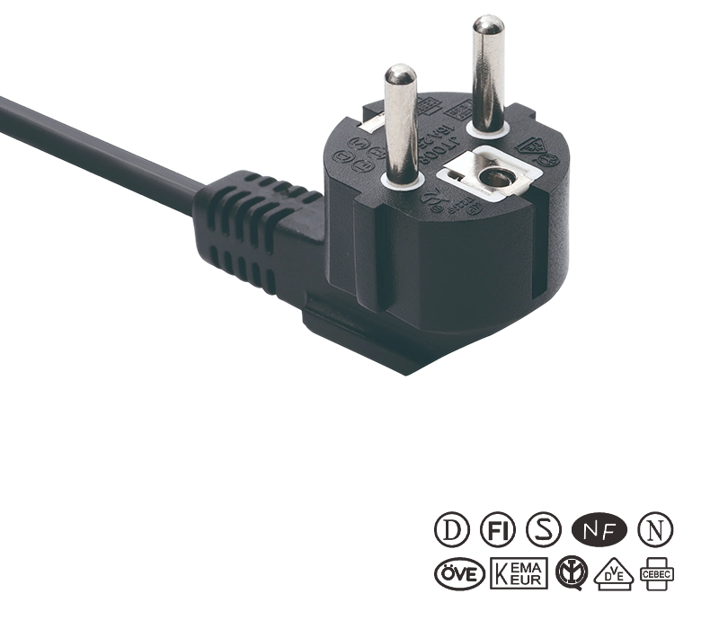 JT008/FY003 16A 250V europæisk standard trebenet 90-graders albuestik