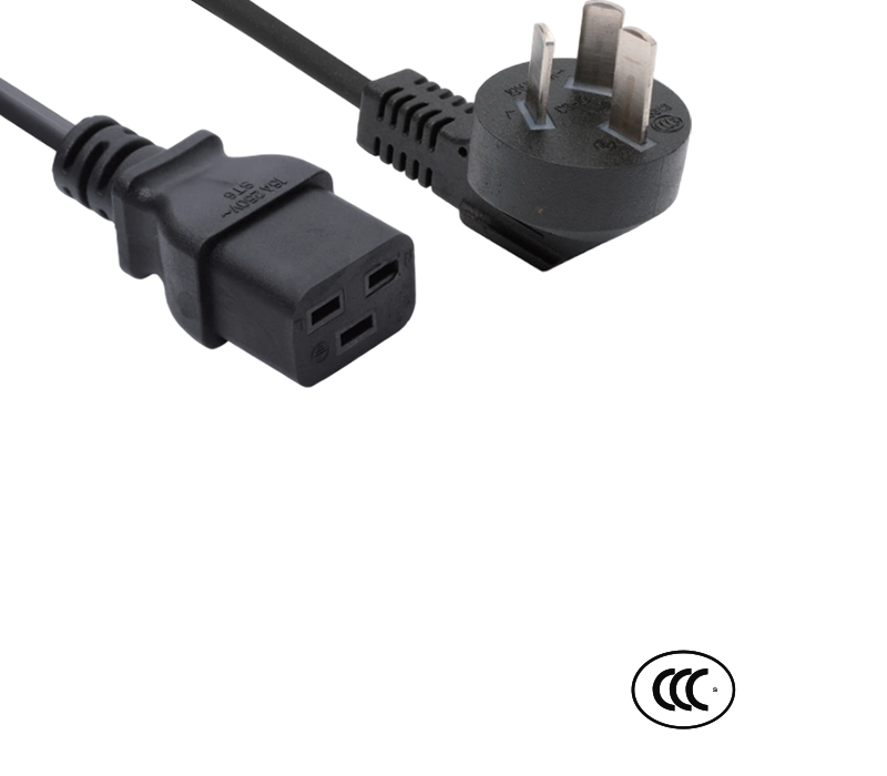 C3-16+ST6 16A 250V Kina standard højstrøms 90-graders albuestik med IEC-stik C19