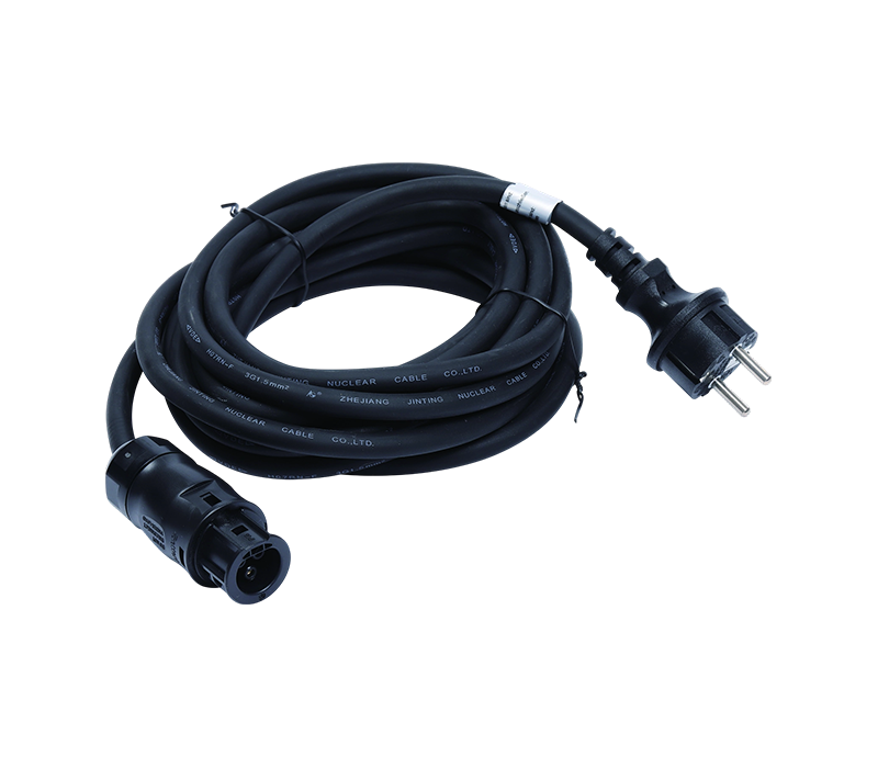 Europæisk standardstik solcellekabel, 3-benet elektrisk stik, 16A AC 250V