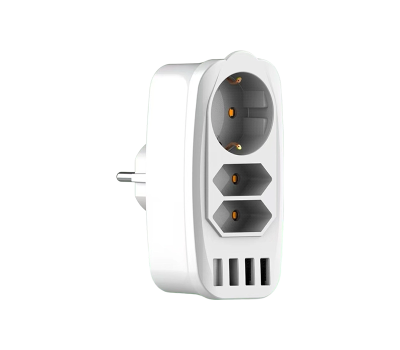 E05 plug-in multifunktions-strømstrip med 2 europæiske type C-stik, 1 europæisk type F-stik og 4 USB-A-porte