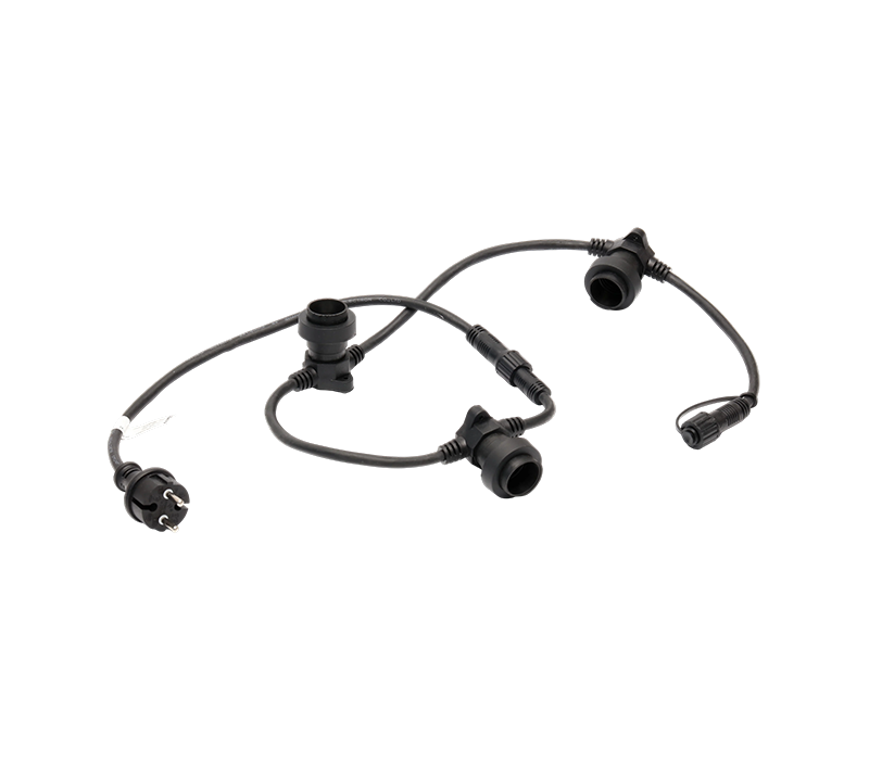 JD-PB Sort LED Strip Lys med 2-pin Euro-Style vandtæt stik (16A) og vandtæt stik