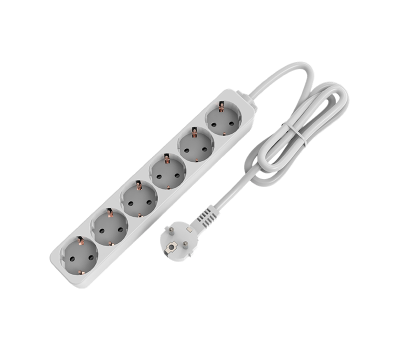 E09-6 Power Strip i europæisk stil med seks udtag